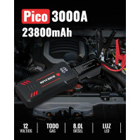 DINKALEN 3000A Jump Starter do auta, černý, 23800mAh 12V bateriový Jump Starter s LED světlem (pro všechna vozidla s benzínovým