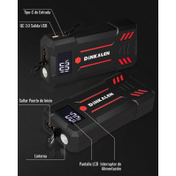 DINKALEN 3000A Jump Starter do auta, černý, 23800mAh 12V bateriový Jump Starter s LED světlem (pro všechna vozidla s benzínovým