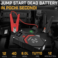 BIUBLE Avviatore Batteria Auto, 2500A 24000mAh Přenosný startovací kabel (Všechny benzínové nebo 8.0L diesel), 12V Jump Starter