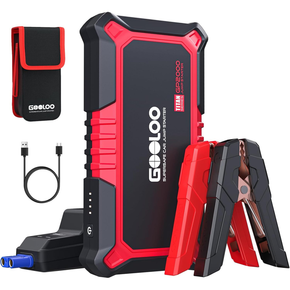 GOOLOO GP2000 Přenosný Startér Power Bank pro Auto, 2000 A Tip Startér, Supersafe 12 V Bateriový Booster pro startování