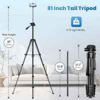 JOILCAN Stativ pro fotoaparát 81"/206cm, Upgrade stativ pro mobilní telefony s husím krkem, dálkovou spouští a držákem na mobiln