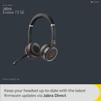 Jabra Evolve 75 SE Bezdrátová stereo sluchátka - Bluetooth sluchátka s mikrofonem s potlačením hluku a aktivním potlačen