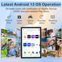 Oangcc Tablet 10 palců s operačním systémem Android 13 OS, tablety s 5G WiFi, 12 GB+128 GB (TF 512 GB/1 TB), Octa-Core, procesor