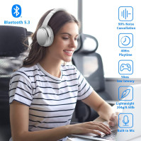 Srhythm NiceComfort 25Pro Bezdrátová sluchátka s aktivním potlačením hluku, Bluetooth V5.3 sluchátka s herním režimem