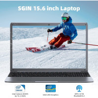 SGIN 15,6 Zoll Laptop, 12 GB RAM, 512 GB SSD Windows 11 Notebook, Celeron N5095, Bis zu 2,8 GHz, 1920 x 1080, 2,4/5,0 G