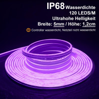 TENDIST 5M RGB neonový LED pás venkovní použití, IP68 vodotěsný WiFi flexibilní neonový proužek kompatibilní s Alexou