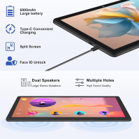 ZIOVO 2024 Dětský tablet, 10 palcový Android 13 Tablet, 12 (6+6) GB RAM + 128GB ROM (TF 1TB), 5G WiFi, Octa-Core, 2.0 GH