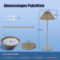 2 Pack dobíjecí bezdrátová stolní lampa, odolná proti vodě IP54, bezkrokově nastavitelná jasnost 1-100, 240LM dimovatelná bater