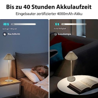 2 Pack dobíjecí bezdrátová stolní lampa, odolná proti vodě IP54, bezkrokově nastavitelná jasnost 1-100, 240LM dimovatelná bater