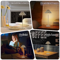 2 Pack dobíjecí bezdrátová stolní lampa, odolná proti vodě IP54, bezkrokově nastavitelná jasnost 1-100, 240LM dimovatelná bater