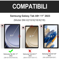 JADEMALL pouzdro s klávesnicí pro Samsung Tab A9+ 11" - Klávesnice Samsung Tab A9 Plus 2023 SM-X210/X216/X218, italské rozložení