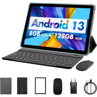 PRITOM 10palcový tablet s Androidem 13,3 v 1, 8GB (4+4), 128GB, rozšiřitelný 1TB, 8000mAh, WiFi tablet, procesor Qcta Co