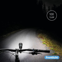 FISCHER cyklistická LED bateriová osvětlovací sada Twin Stop 100 Lux s dálkovým světlem, se senzorovým režimem