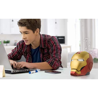 ekids Vi-B72IM Marvel Iron Man helma Bluetooth bezdrátový reproduktor se svítícíma očima přenosný zlatý/červený