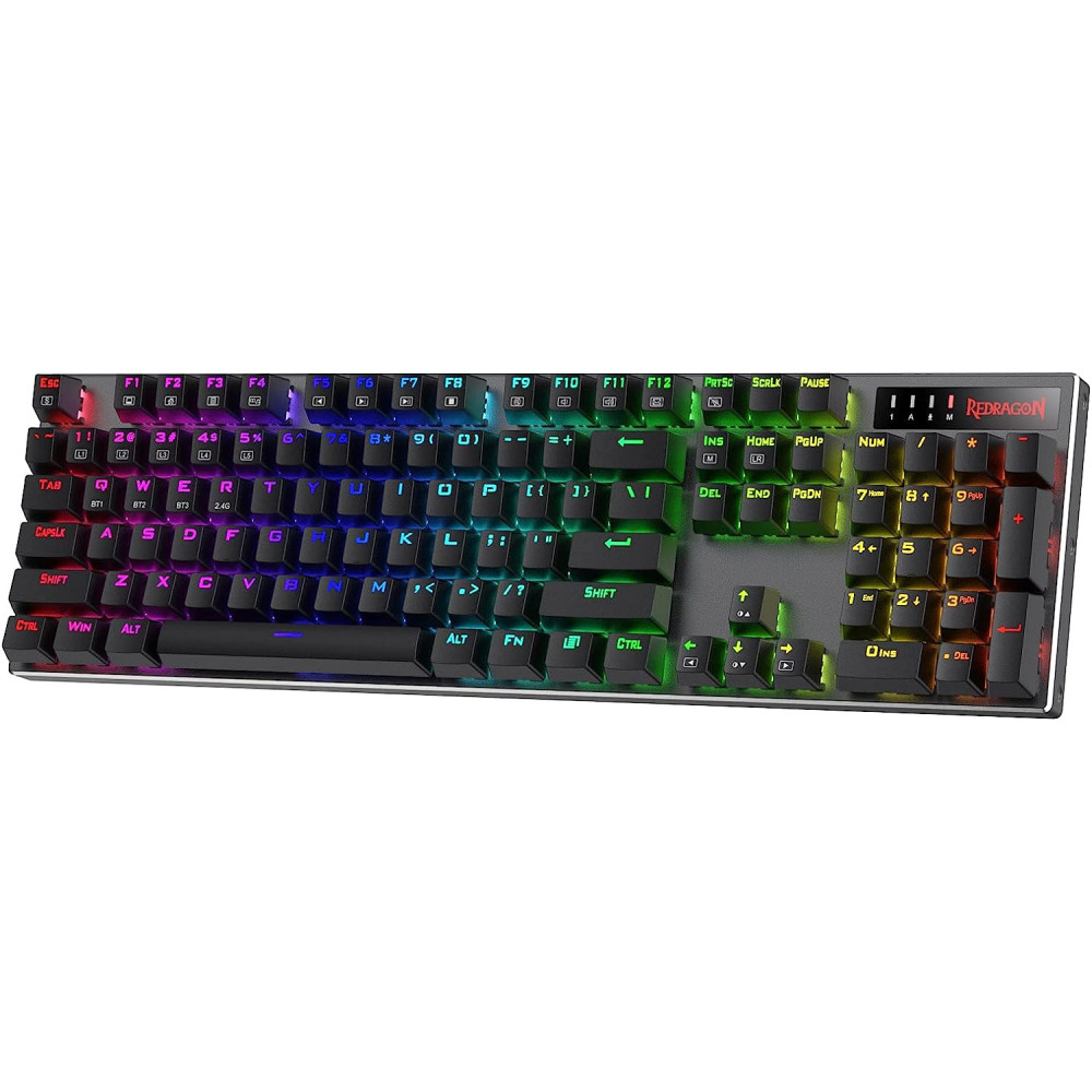 Vylepšená bezdrátová herní klávesnice RGB Redragon K556 PRO, hliníková mechanická klávesnice BT/2,4 GHz ve třech režimech