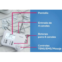 Beurer EM80 - Digitální elektrostimulátor, pro úlevu od bolesti svalů a posílení svalů, EMS TENS masáž, 4 kanály, 8 samolepicích