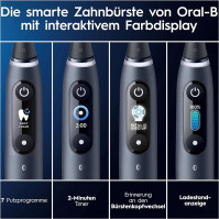 Oral-B iO Series 9 Elektrický zubní kartáček, dvoupákový balíček a 3 náhradní kartáče, 7 režimů čištění, barevný displej