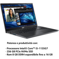 Laptop Acer Extensa 15 EX215-54-5135, notebook, procesor Intel Core i5-1135G7, 8 GB DDR4 Ram, 256 GB PCIe SSD, 15,6" IPS FHD LCD