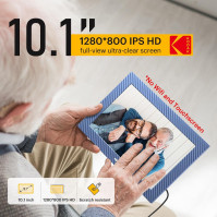 KODAK 10.1palcový digitální rámeček pro fotografie s HD IPS obrazovkou, dálkovým ovládáním, USB a SD karty, kalendářem