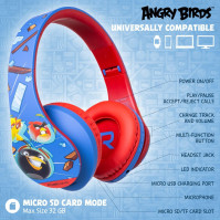 PowerLocus Dětská sluchátka Angry Birds Edition, Bezdrátová dětská sluchátka, 85dB omezení hlasitosti, Skládací bluetooth sl.