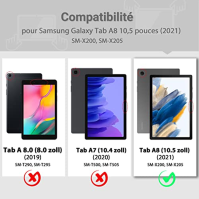 EasyAcc obal na Samsung Galaxy Tab A8 2022/2021 SM-X200/X205/X207 s klávesnicí, AZERTY francouzská Bluetooth klávesnice odnímate