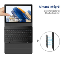 EasyAcc obal na Samsung Galaxy Tab A8 2022/2021 SM-X200/X205/X207 s klávesnicí, AZERTY francouzská Bluetooth klávesnice odnímate