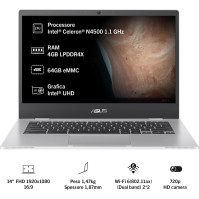 ASUS Chromebook CX1 CX1400CKA, Notebook 14" Anti-Glare, Intel Celeron N4500, RAM 4GB, 64GB eMMC, Intel UHD Graphics 600, ChromeO