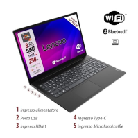 Lenovo, PC přenosný notebook, AMD Ryzen 3 7Th, RAM 8GB, SSD 256GB, displej 15,6" FHD, web kamera, 3 USB, Wi-fi, HDMI, Win11 Pro,