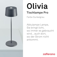 Zafferano, lampa Olivia Pro, Přenosná a dobíjecí stolní lampa s dotykovým ovládáním, Vhodná do obývacího pokoje i pro venkovní p