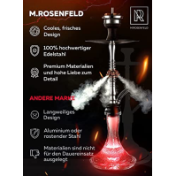 M. ROSENFELD Shisha Set kompletní - Nerezová ocel s jedinečným průtokem vzduchu skrz 3 elegantní vlčí hlavy vyrobené z mědi - Kv