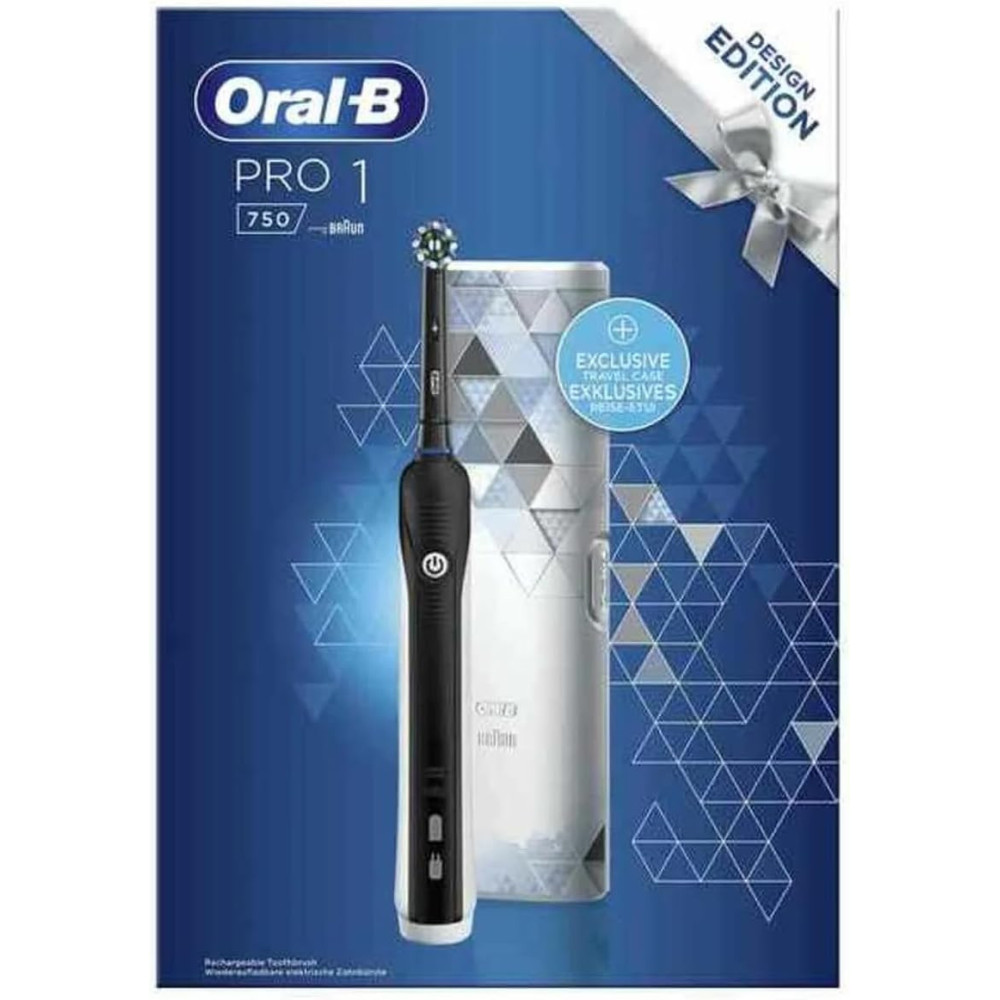 Elektrický zubní kartáček Oral-B Pro 1 750 Black Design Edition s cestovním pouzdrem