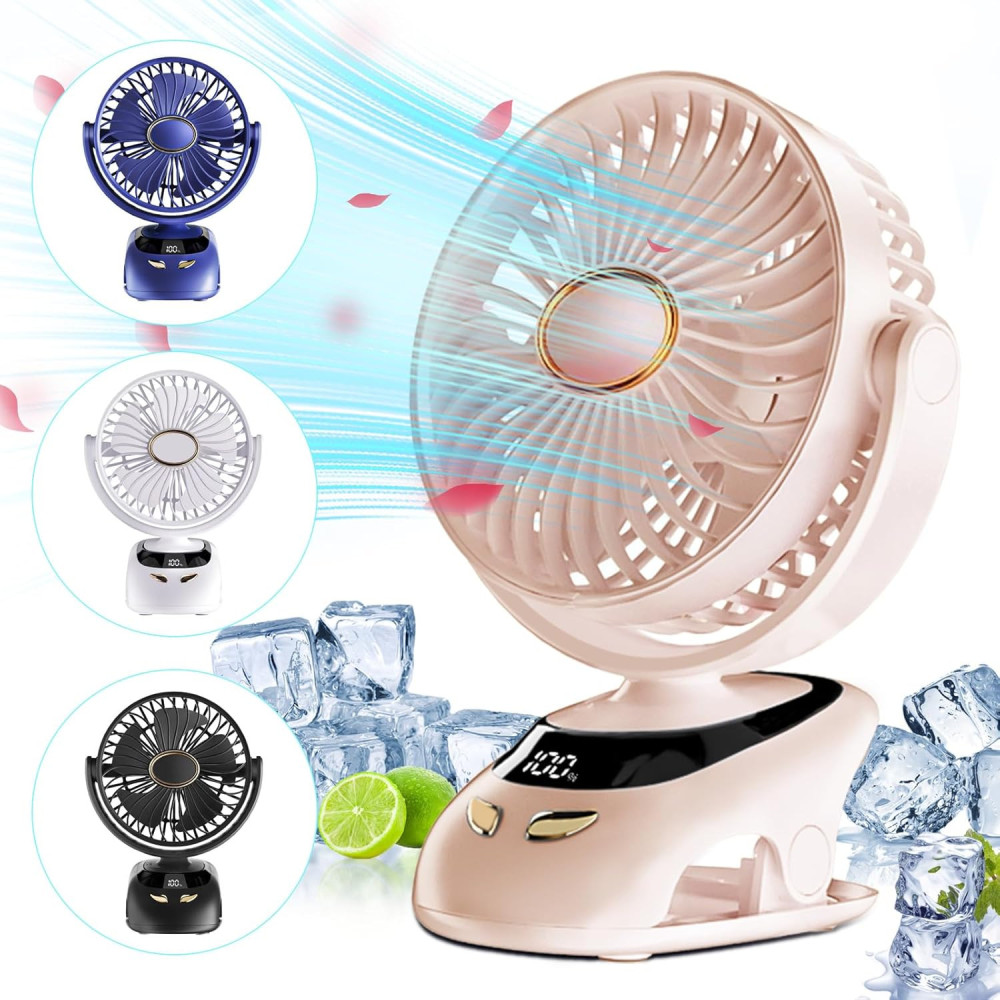 mebiusyhc USB stolní ventilátor, malý přenosný ventilátor s klipem, 5 rychlostí, tichý a osobní stolní ventilátor, 90° rotace st