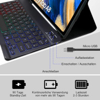 Klávesnice s pouzdrem pro Samsung Galaxy Tab A8 10.5 2022 SM-X200/X205/X207-QWERTZ, německé rozložení kláves