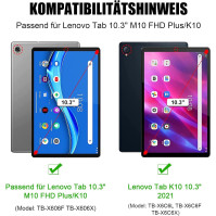 YUEJIDZ Pouzdro na klávesnici Lenovo Tab M10 Plus (2. generace) 2020, Německá klávesnice Bluetooth s uspořádáním QWERTZ