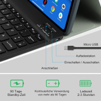 YUEJIDZ Pouzdro na klávesnici Lenovo Tab M10 Plus (2. generace) 2020, Německá klávesnice Bluetooth s uspořádáním QWERTZ