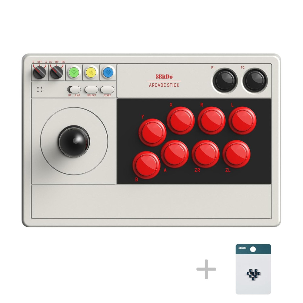 8Bitdo Arcade Stick pro Switch & Windows, Arcade Fight Stick s bezdrátovým Bluetooth, 2.4G přijímačem a kabelovým připojením