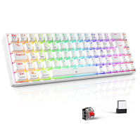 TECURS KB510 Bezdrátová mechanická herní klávesnice PC RGB TKL AZERTY 65 Herní klávesnice Bluetooth / 2.4G / Type-C s podsvíc.