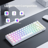 TECURS KB510 Bezdrátová mechanická herní klávesnice PC RGB TKL AZERTY 65 Herní klávesnice Bluetooth / 2.4G / Type-C s podsvíc.