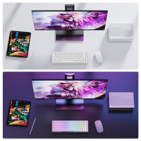 TECURS KB510 Bezdrátová mechanická herní klávesnice PC RGB TKL AZERTY 65 Herní klávesnice Bluetooth / 2.4G / Type-C s podsvíc.