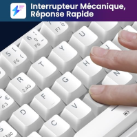 TECURS KB510 Bezdrátová mechanická herní klávesnice PC RGB TKL AZERTY 65 Herní klávesnice Bluetooth / 2.4G / Type-C s podsvíc.