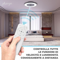 gbways Stropní ventilátorová lampa, moderní stropní svítidlo, LED osvětlení, stmívatelné. Vortex Light, 3 intenzity