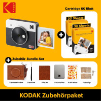 KODAK Mini Shot 3 Retro 4PASS 2 v 1 instantní fotoaparát a tiskárna fotografií (3x3 palce) + dárkové balení 68 listů, bílá barva