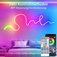 segrass 20m neonový LED pásek APP ovládání, s dálkovým ovládáním, IP65 vodotěsný flexibilní neonový LED pásek, 24V Rgb LED pásek