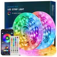 Bonve Pet LED Strip10m(2Ã-5m), RGB LED pásek, LED světelný řetěz měnící barvy s 16 miliony barev, ovládání pomocí aplikace, hude