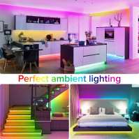 Bonve Pet LED Strip10m(2Ã-5m), RGB LED pásek, LED světelný řetěz měnící barvy s 16 miliony barev, ovládání pomocí aplikace, hude