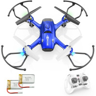 Wipkviey T16 Mini Drone pro děti, RC kvadrokoptéra pro začátečníky se 2 bateriemi, se světly, držením výšky, 3D flipem, snadné l