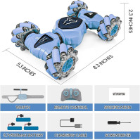 Tecnock 2024 Auto na dálkové ovládání s ručním ovládáním, 2,4Ghz snímání gest 4WD 360°Rotace RC Drift Car, 3 dobíjecí baterie Ka