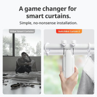 SwitchBot Smart Automatic Curtain Opener - Bluetooth dálkové ovládání s aplikací/časovačem, vylepšený vysoce výkonný motor, přid