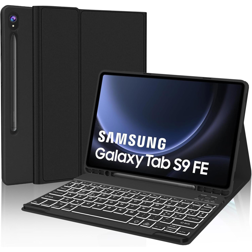 JADEMALL Pouzdro s klávesnicí pro Samsung Tab S9 FE 10.9" 2023 - Klávesnice Samsung Galaxy Tab S9 11", Italština QWERTY podsvíce