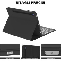 JADEMALL Pouzdro s klávesnicí pro Samsung Tab S9 FE 10.9" 2023 - Klávesnice Samsung Galaxy Tab S9 11", Italština QWERTY podsvíce